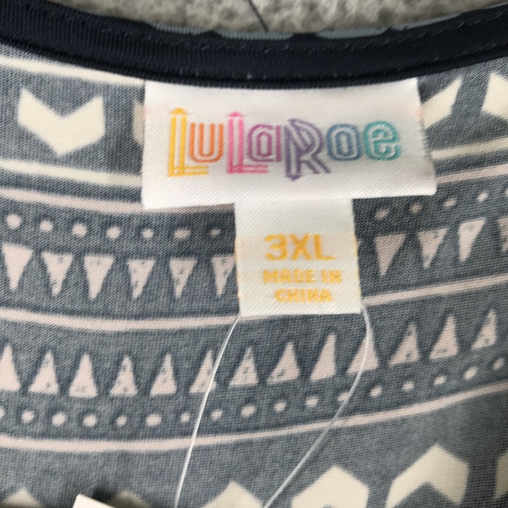 LULAROE Dress Size 3XL Michelle‎ Wrap Style Blue Geometric 3/4 Sleeve NEW - Picture 8 of 16